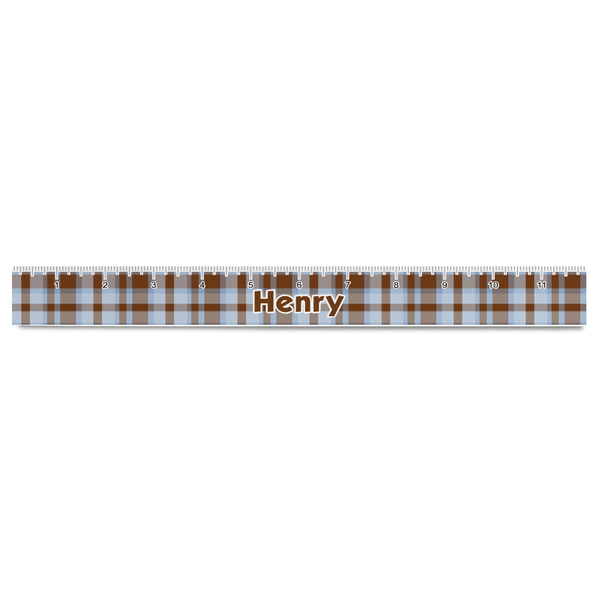 Two Color Plaid Plastic Ruler - 12" - FRONT