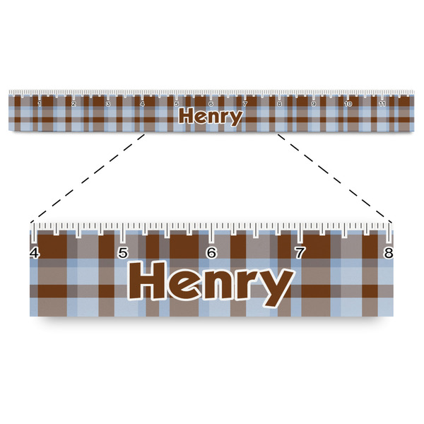 Custom Two Color Plaid Plastic Ruler - 12" (Personalized)