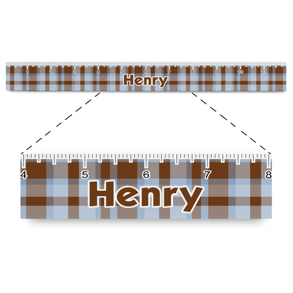 Custom Two Color Plaid Plastic Ruler - 12" (Personalized)