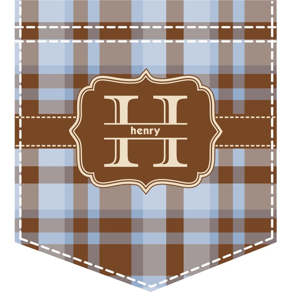 Custom Two Color Plaid Iron On Faux Pocket (Personalized)
