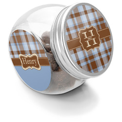 Two Color Plaid Puppy Treat Jar (Personalized)