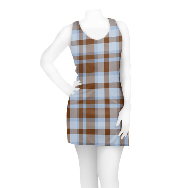 Two Color Plaid Racerback Dress - On Model - Front