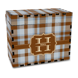 Two Color Plaid Wood Recipe Box - Full Color Print (Personalized)