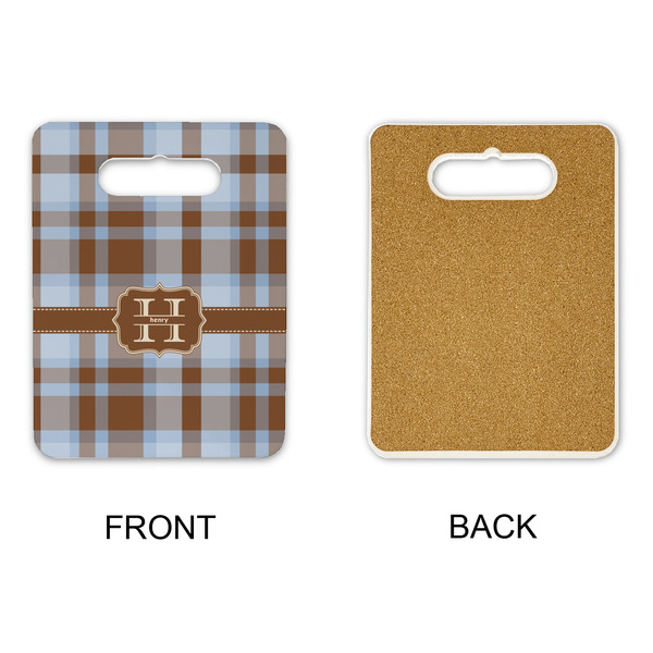 Two Color Plaid Rectangle Trivet with Handle - APPROVAL