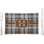 Two Color Plaid Glass Rectangular Lunch / Dinner Plate (Personalized)