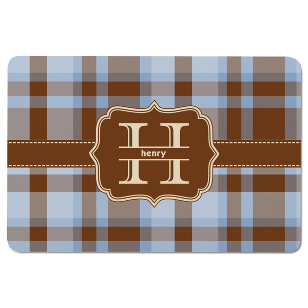 Two Color Plaid Rectangular Fridge Magnet - FRONT