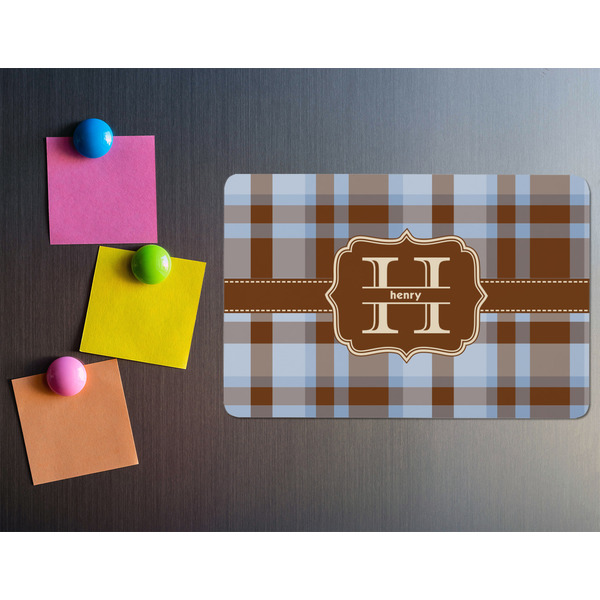 Two Color Plaid Rectangular Fridge Magnet - LIFESTYLE