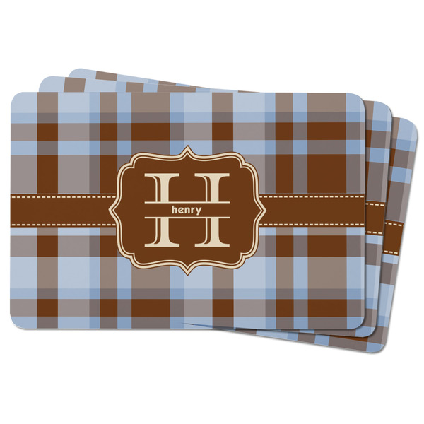 Two Color Plaid Rectangular Fridge Magnet - THREE