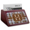 Two Color Plaid Red Mahogany Business Card Holder - Angle