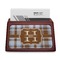 Two Color Plaid Red Mahogany Business Card Holder - Straight