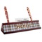 Two Color Plaid Red Mahogany Nameplate with Business Card Holder (Personalized)