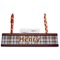 Two Color Plaid Red Mahogany Nameplates with Business Card Holder - Straight