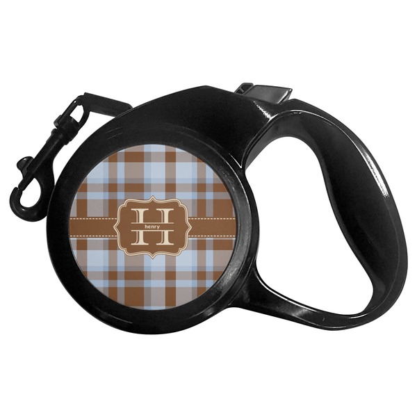 Custom Two Color Plaid Retractable Dog Leash (Personalized)