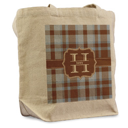 Two Color Plaid Reusable Cotton Grocery Bag - Single (Personalized)