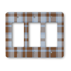 Two Color Plaid Rocker Style Light Switch Cover - Three Switch