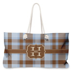 Two Color Plaid Large Tote Bag with Rope Handles (Personalized)