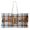 Two Color Plaid Large Tote Bag with Rope Handles (Personalized)