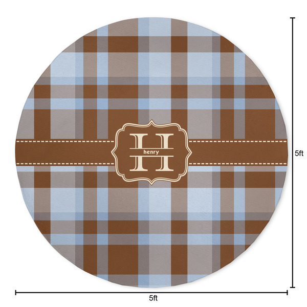 Two Color Plaid Round Area Rug - Size