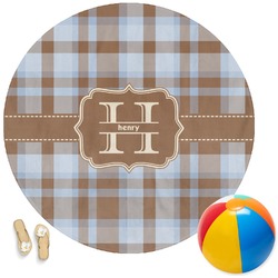 Two Color Plaid Round Beach Towel (Personalized)