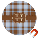 Two Color Plaid Round Car Magnet - 6" (Personalized)