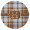 Two Color Plaid Round Rubber Backed Coaster (Personalized)