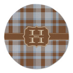 Two Color Plaid Round Linen Placemat (Personalized)