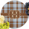 Two Color Plaid Round Linen Placemats - Front (w flowers)