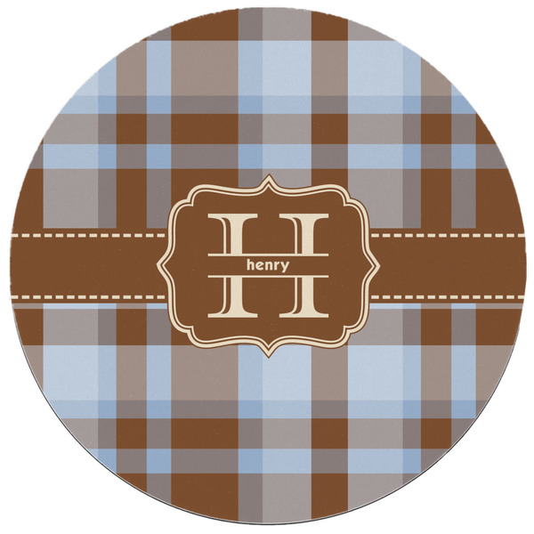 Two Color Plaid Round Mousepad - APPROVAL