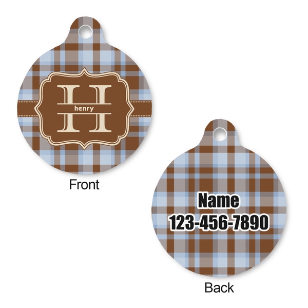 Two Color Plaid Round Pet ID Tag - Large - Approval