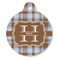 Two Color Plaid Round Pet ID Tag - Large - Front