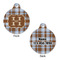 Two Color Plaid Round Pet Tag - Front & Back