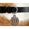 Two Color Plaid Round Pet Tag on Collar & Dog