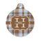 Two Color Plaid Round Pet Tag