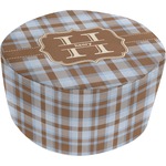 Two Color Plaid Round Pouf Ottoman (Personalized)
