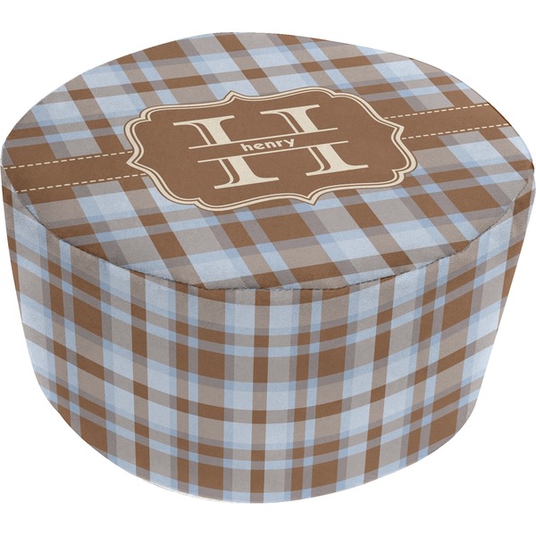 Custom Two Color Plaid Round Pouf Ottoman (Personalized)