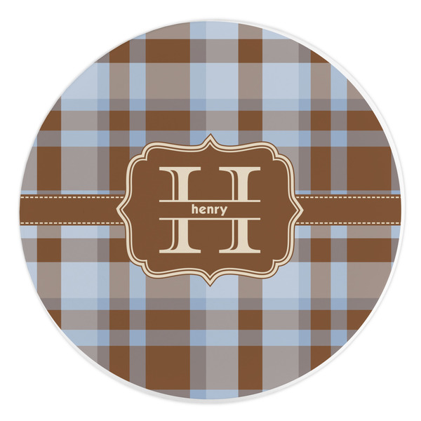 Custom Two Color Plaid Round Stone Trivet (Personalized)