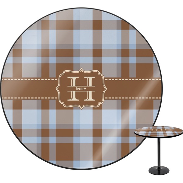 Custom Two Color Plaid Round Table - 24" (Personalized)