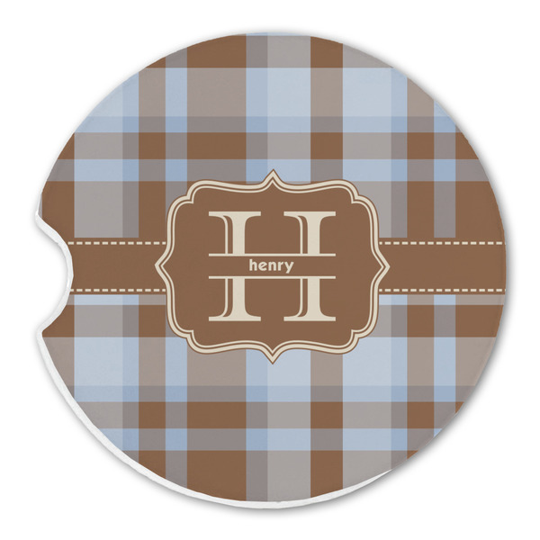Two Color Plaid Sandstone Car Coaster - Single
