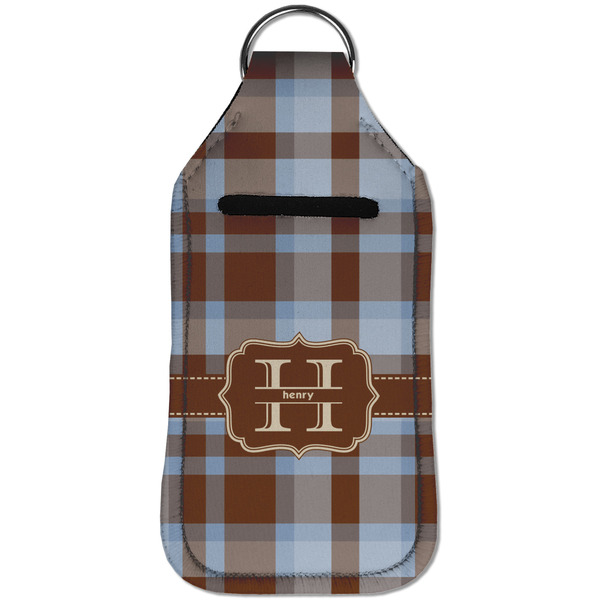Two Color Plaid Sanitizer Holder Keychain - Large (Front)