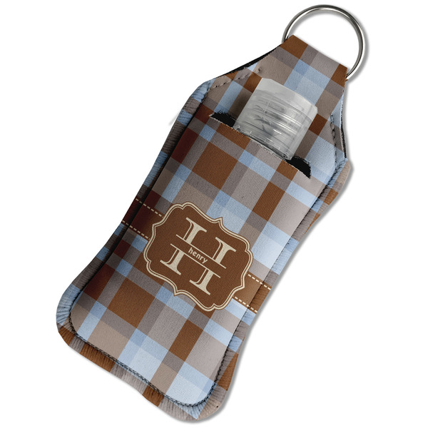 Two Color Plaid Sanitizer Holder Keychain - Large in Case