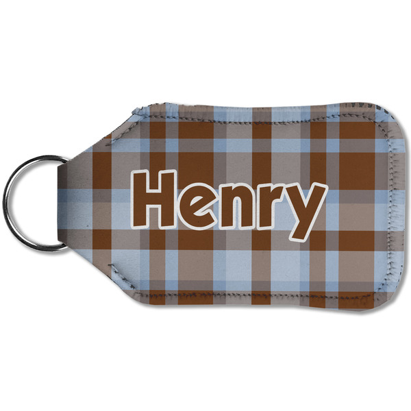 Two Color Plaid Sanitizer Holder Keychain - Small (Back)