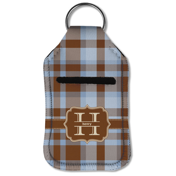 Two Color Plaid Sanitizer Holder Keychain - Small (Front Flat)
