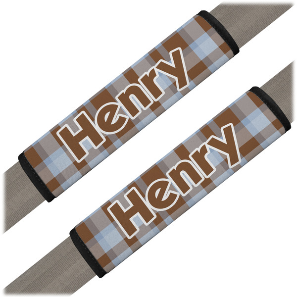 Custom Two Color Plaid Seat Belt Covers (Set of 2) (Personalized)