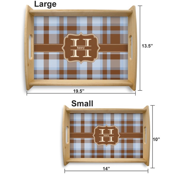 Two Color Plaid Serving Tray Wood Sizes