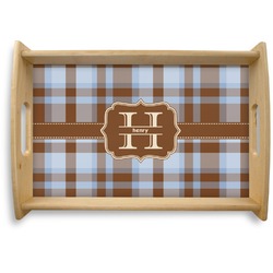 Two Color Plaid Natural Wooden Tray - Small (Personalized)