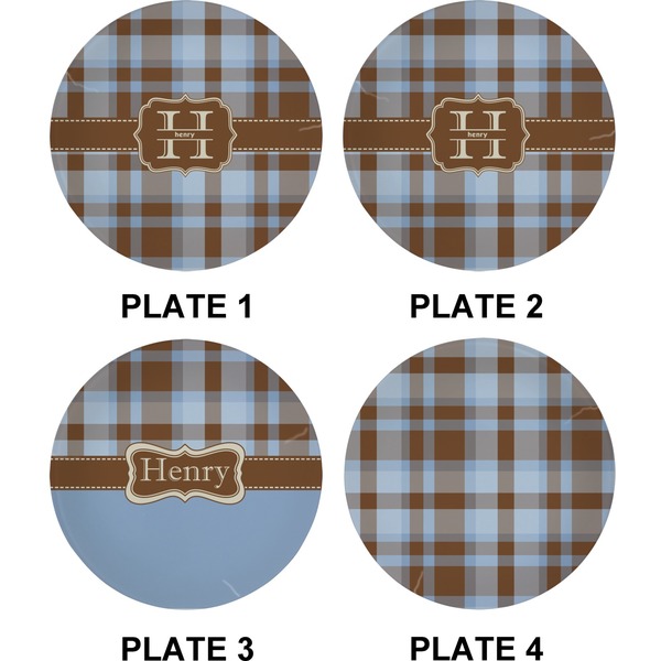 Two Color Plaid Set of Appetizer / Dessert Plates (Approval)