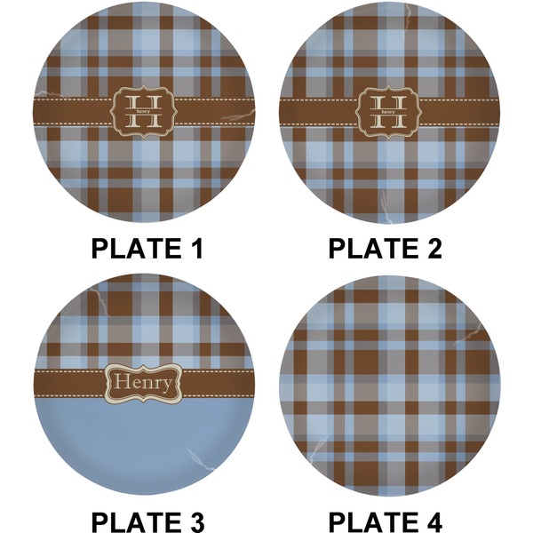 Two Color Plaid Set of Lunch / Dinner Plates (Approval)