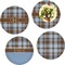 Two Color Plaid Set of Lunch / Dinner Plates