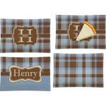 Two Color Plaid Set of 4 Glass Rectangular Appetizer / Dessert Plate (Personalized)