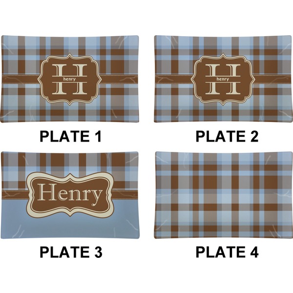 Two Color Plaid Set of Rectangular Dinner Plates (Approval)